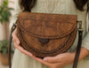 Half-Moon Carved Wood Purse