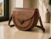 Half-Moon Carved Wood Purse