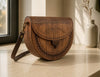 Half-Moon Carved Wood Purse
