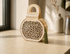 Round Geometric Mosaic Wood Handbag