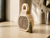 Round Geometric Mosaic Wood Handbag