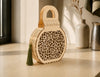 Round Geometric Mosaic Wood Handbag