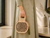 Round Geometric Mosaic Wood Handbag