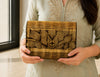 Engraved Floral Wave Wood Clutch